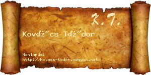 Kovács Tódor névjegykártya